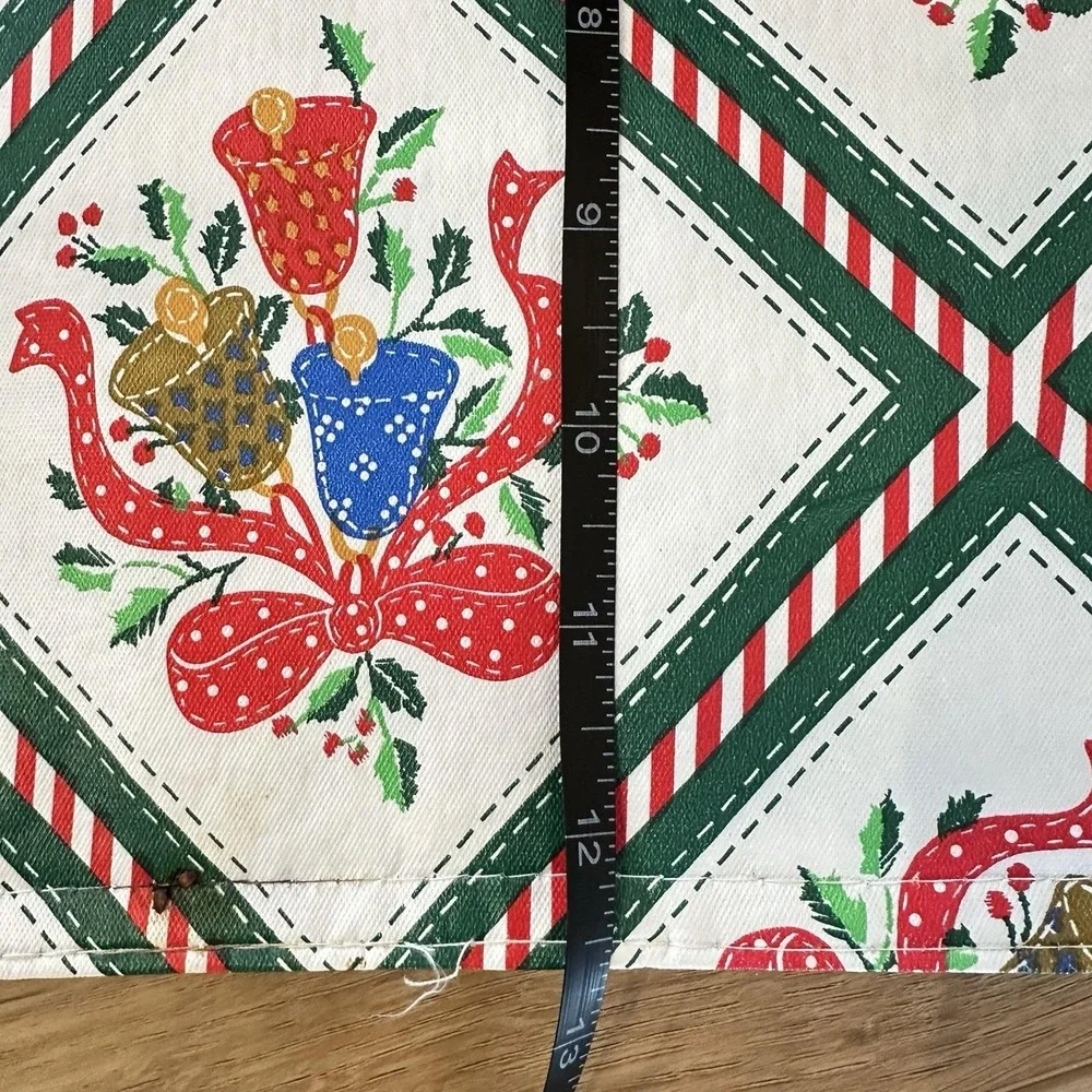 VTG Christmas Holiday Plastic‎ Placemats Set 4 Dining Bow Bells Red White Granny